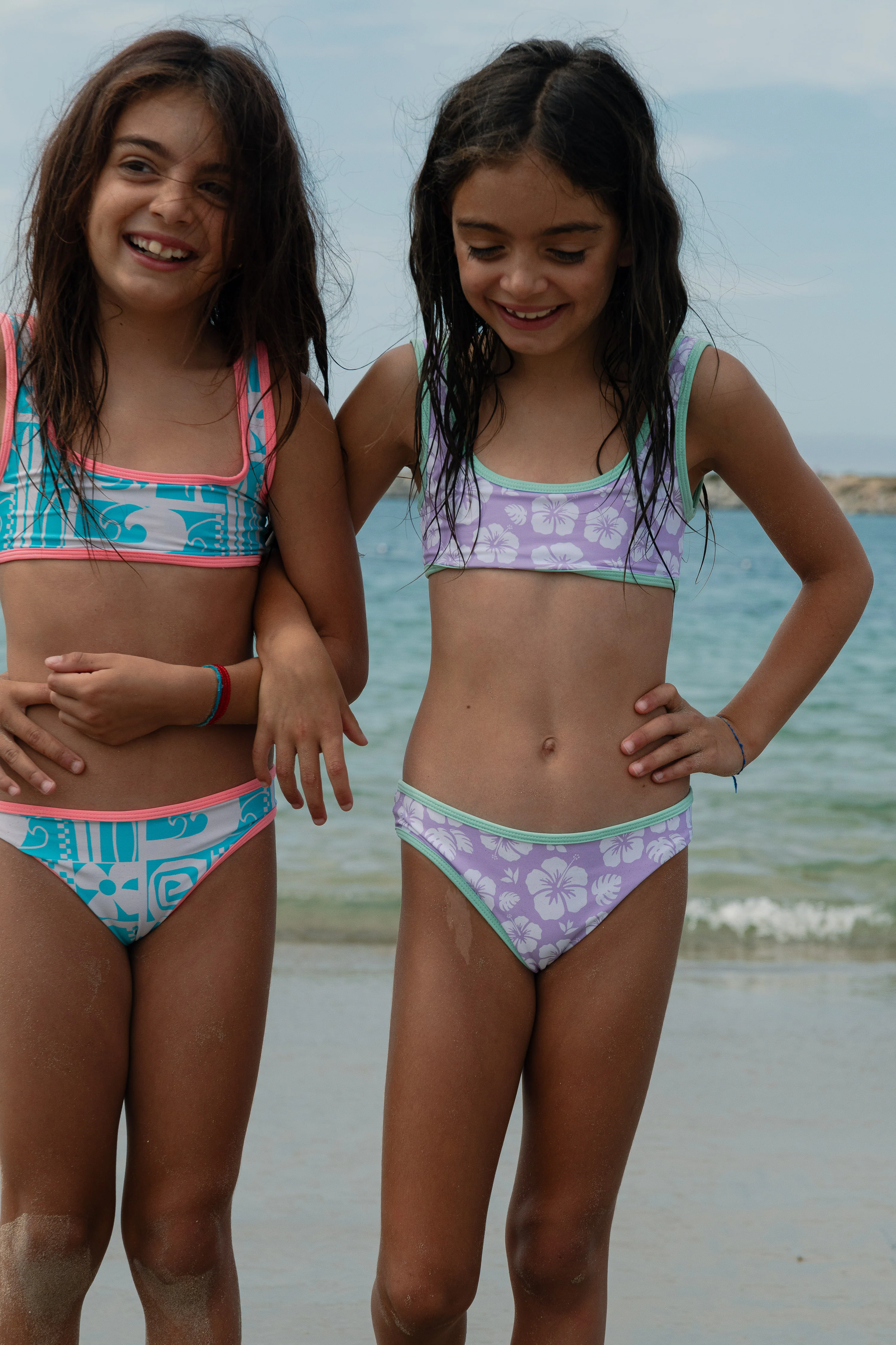 (8-16) Girl's Tiki Swim Set - PURP - Image 2