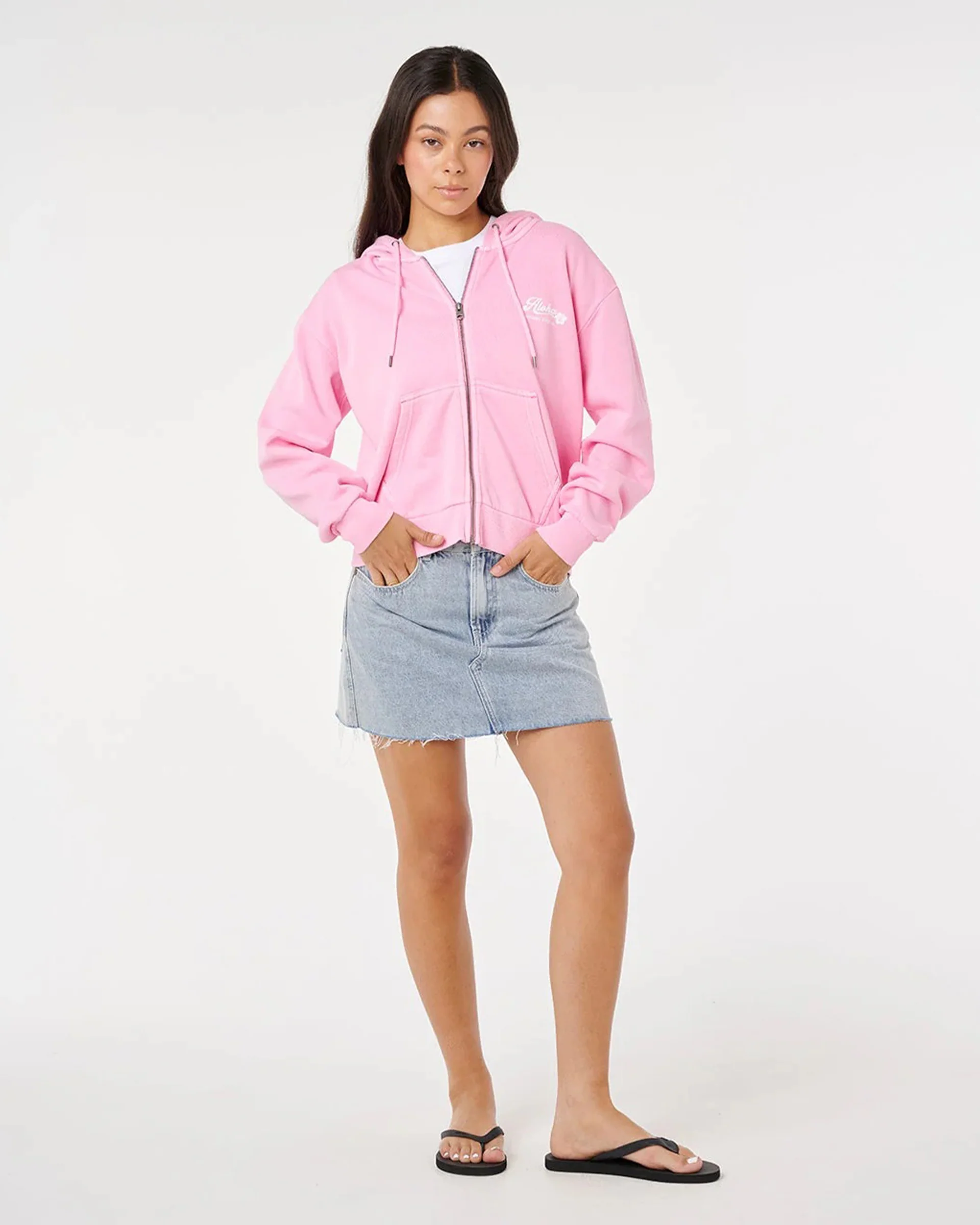 Aloha Relaxed Zip Through - Pastel Pink - Image 4