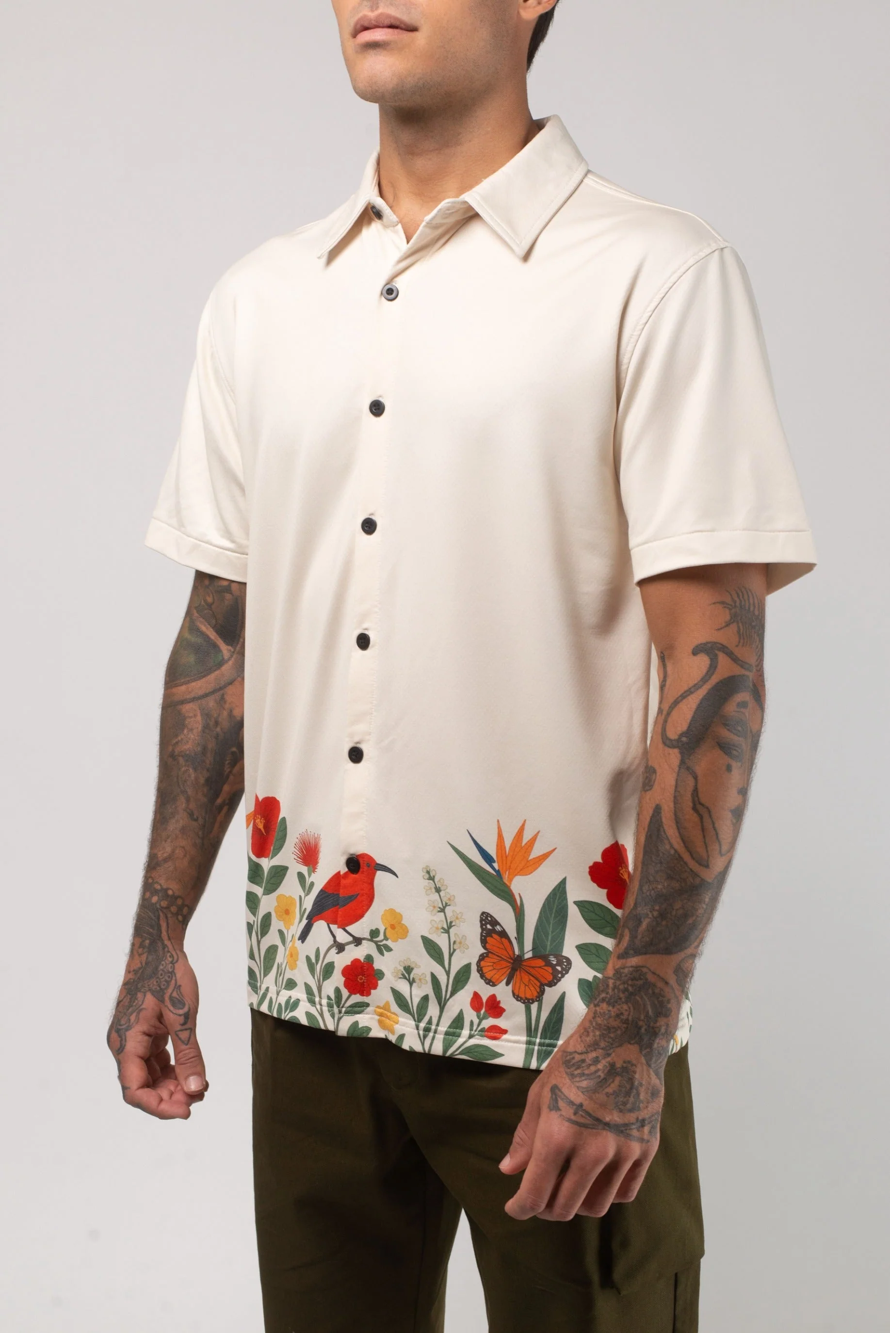 Aqua Terra Floral Fauna and Forest Tech Button Up Shirt - Image 3