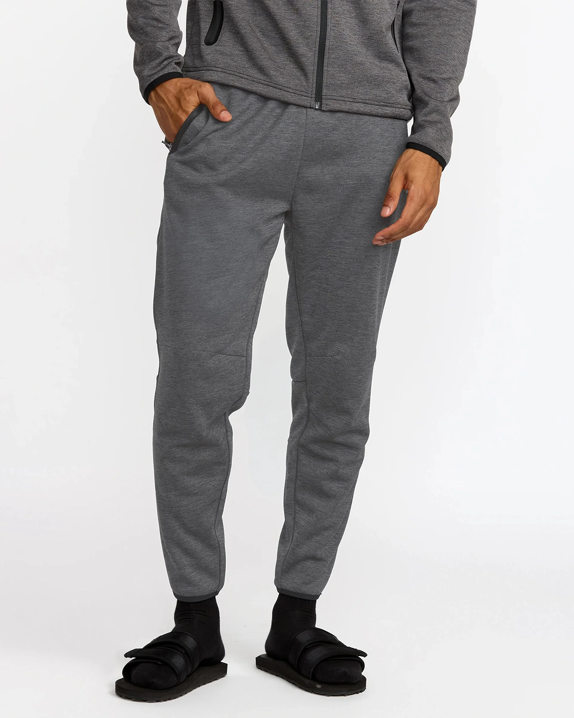 Balance Tech Fleece Sweatpants - RVCA Black Heather - Image 3