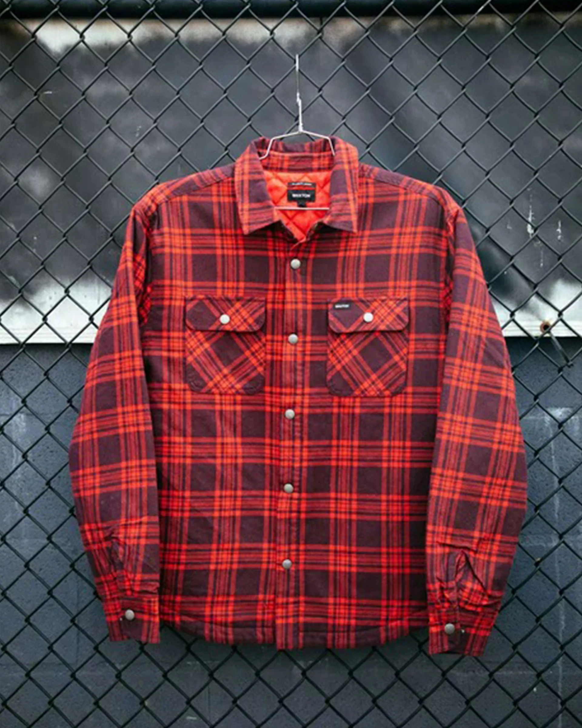 Bowery Quilted Flannel - Bright Red/Mahogandy - Image 8