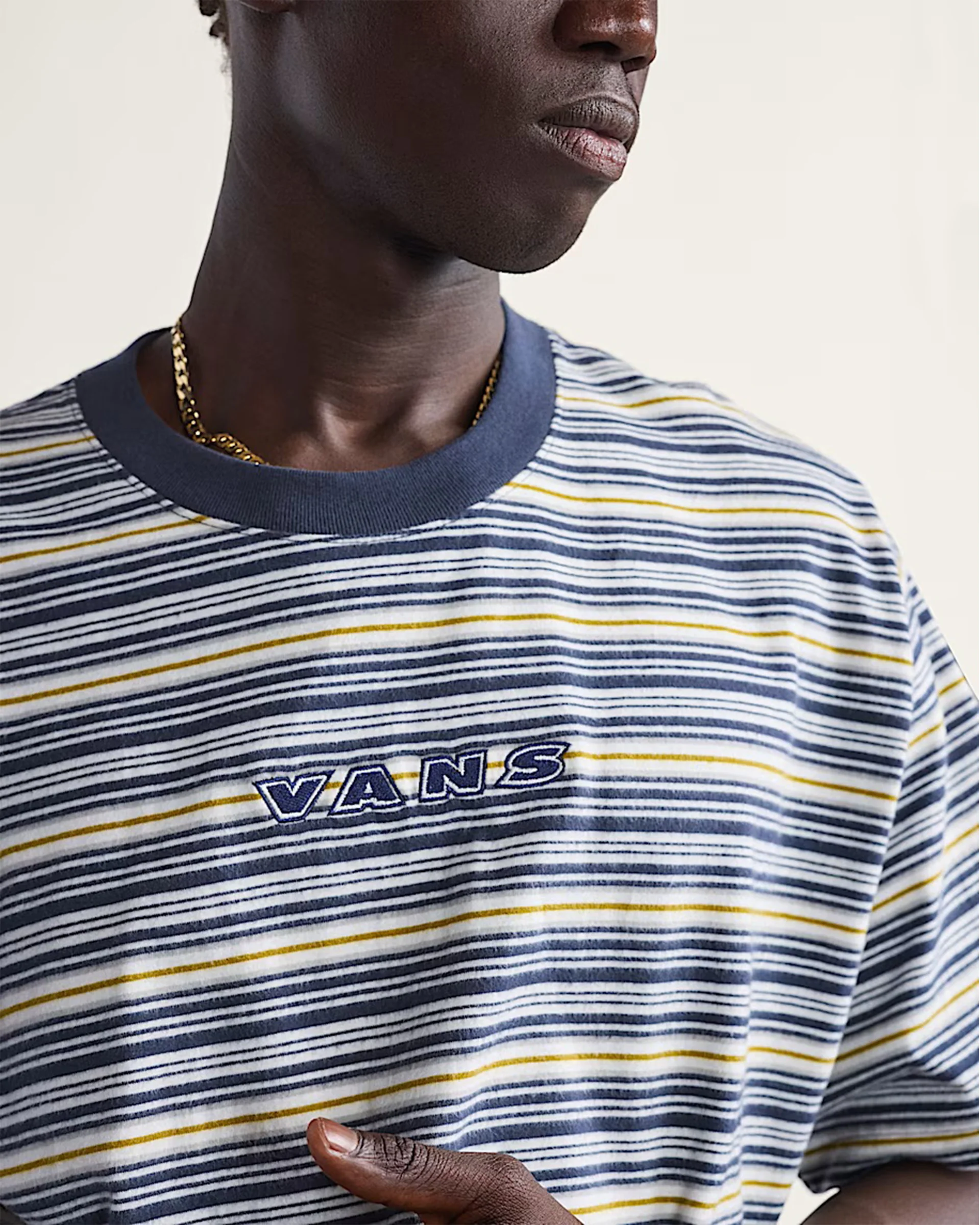 Cameron Stripe S/S T-Shirt - Blue/Marshmellow White - Image 3