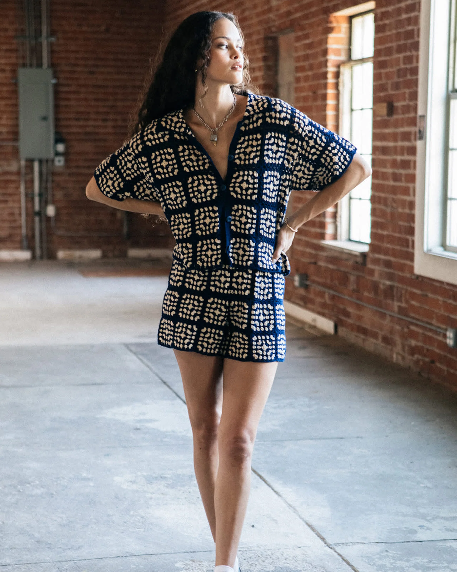 Crochet Short - Mood Indigo/Off White - Image 5