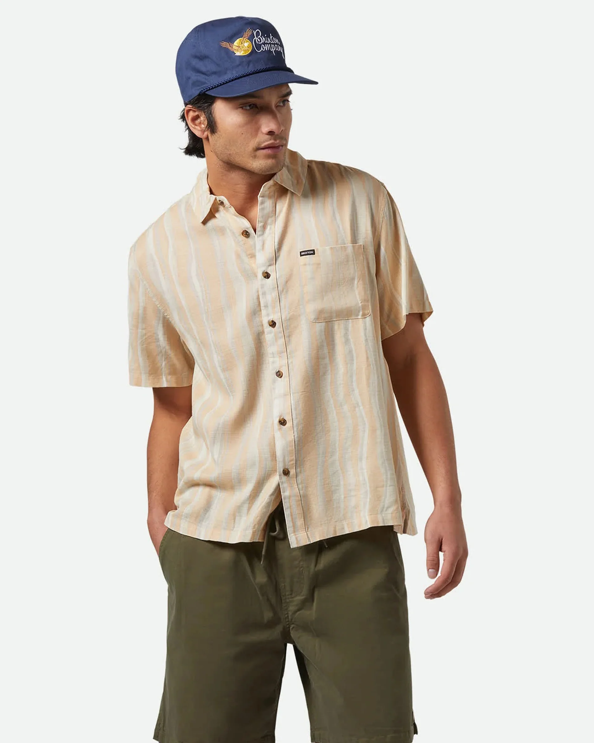 Cru Slub Relaxed S/S Shirt - Hazelnut/Painterly Stripe - Image 2