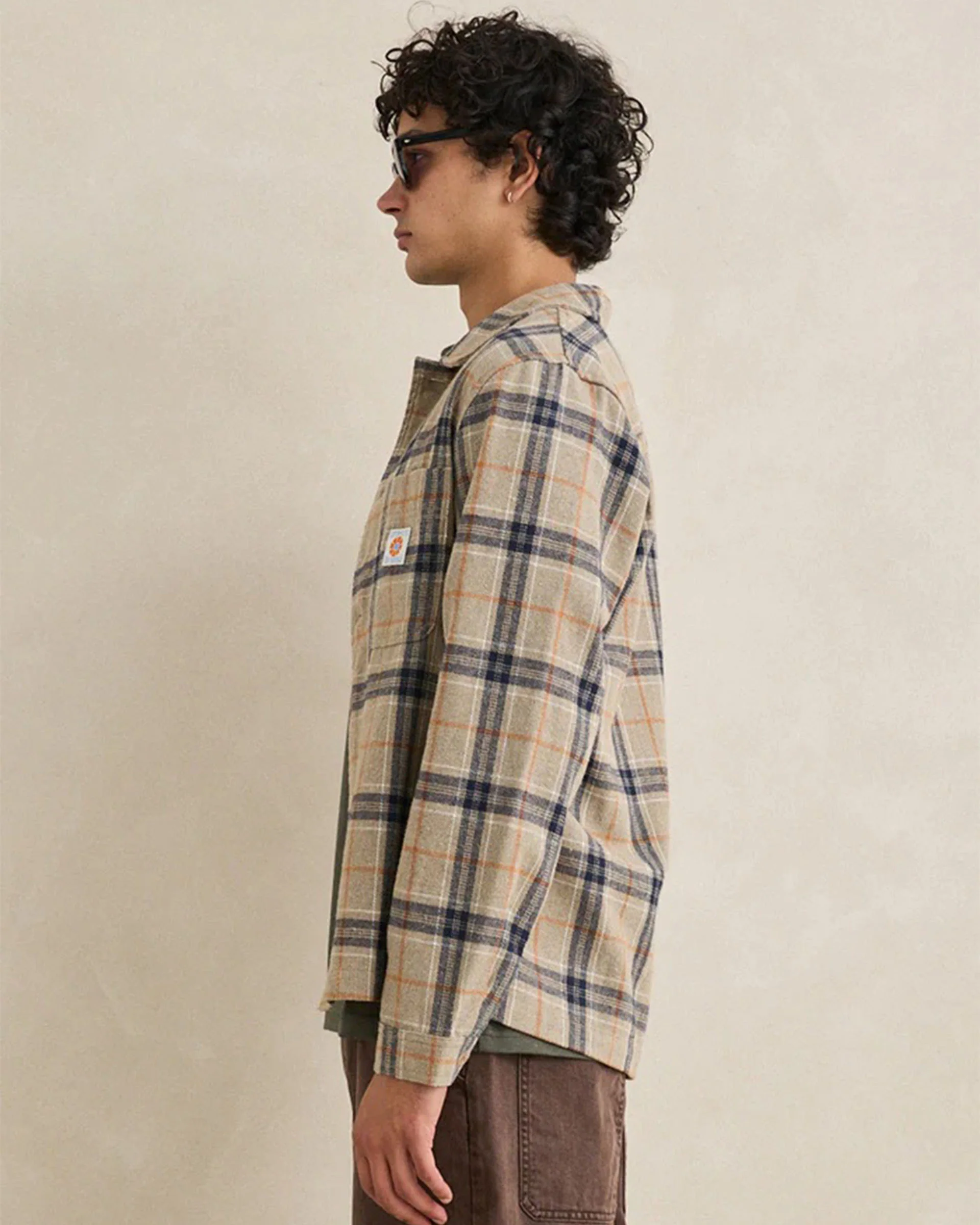 Oscar Check L/S Shirt - Stone - Image 6