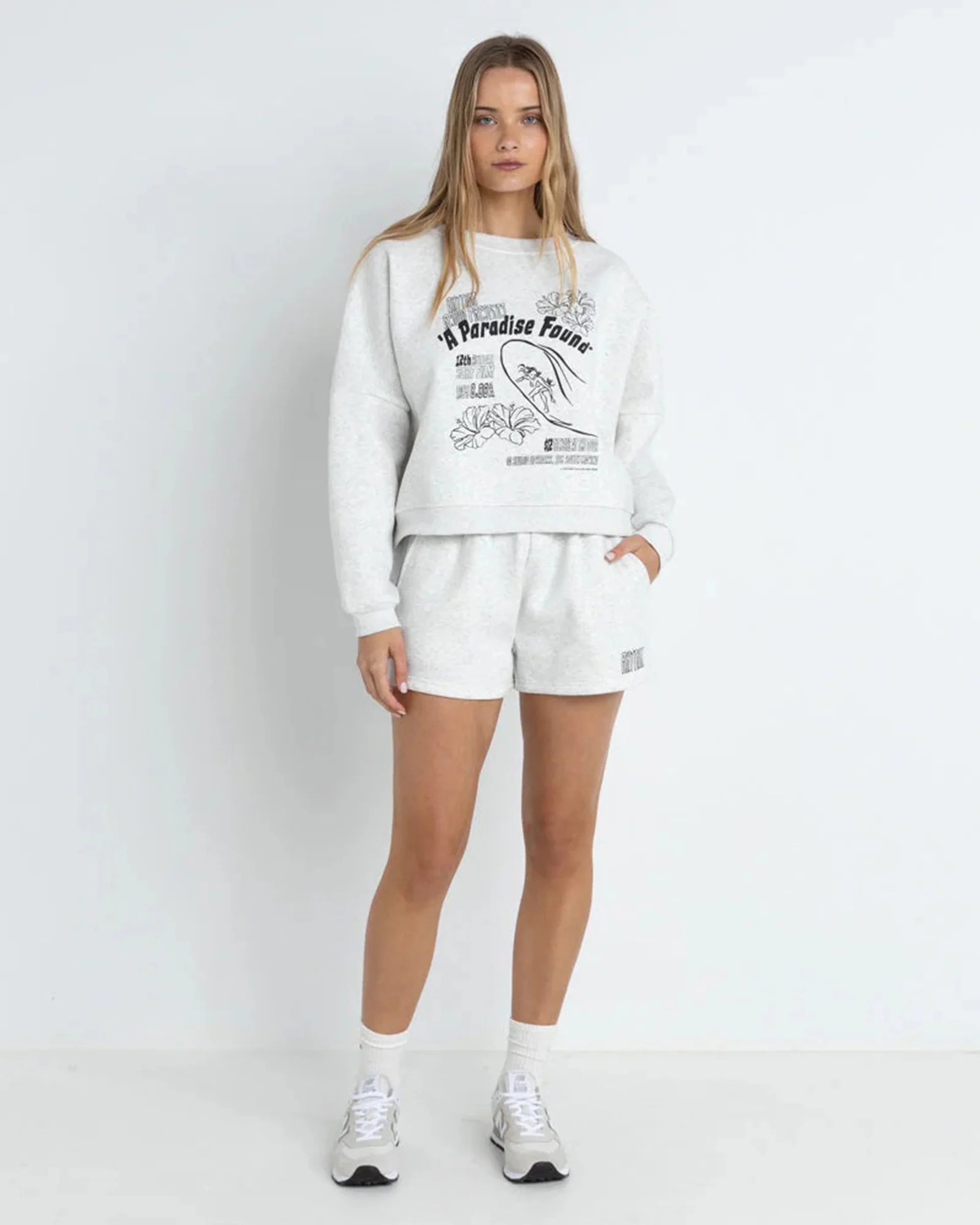 Paradise Found Fleece Shorts - Grey Marle - Image 4