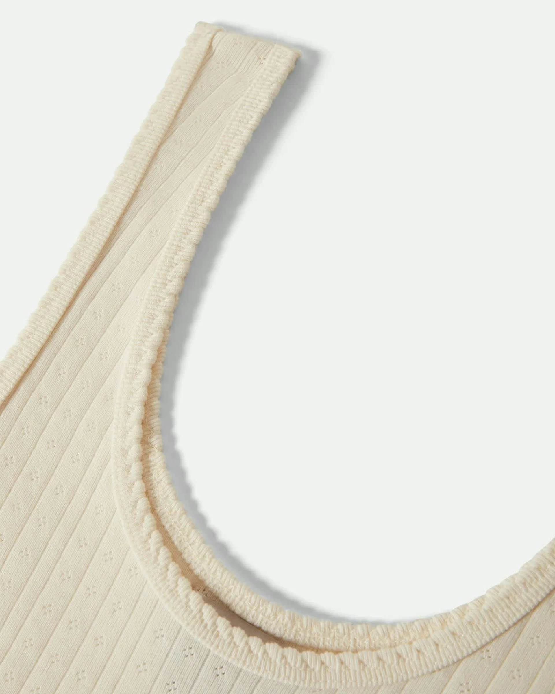 Pointelle Slim Fit Tank Top - Off White - Image 5