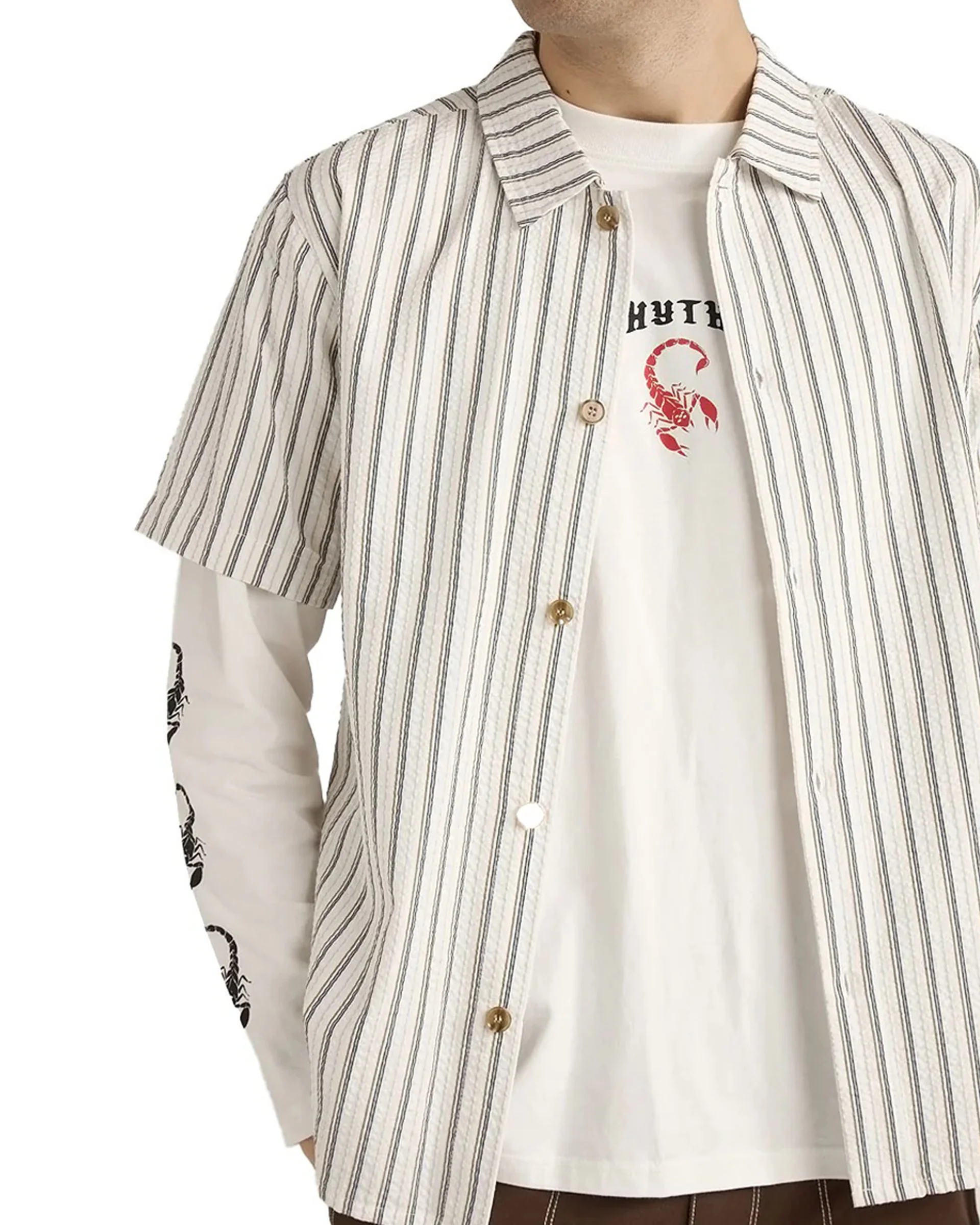 Seersucker Stripe S/S Shirt - White - Image 3