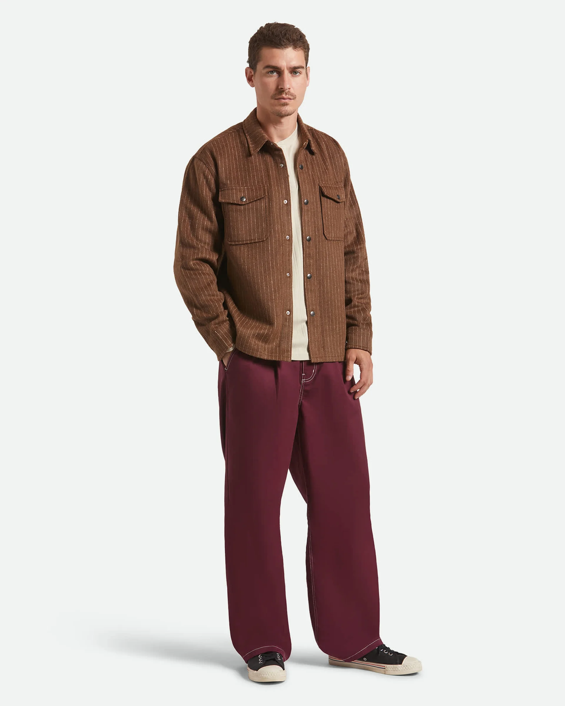 Selden Soft Brushed Flannel - Pinecone Brown Pinestripe - Image 4