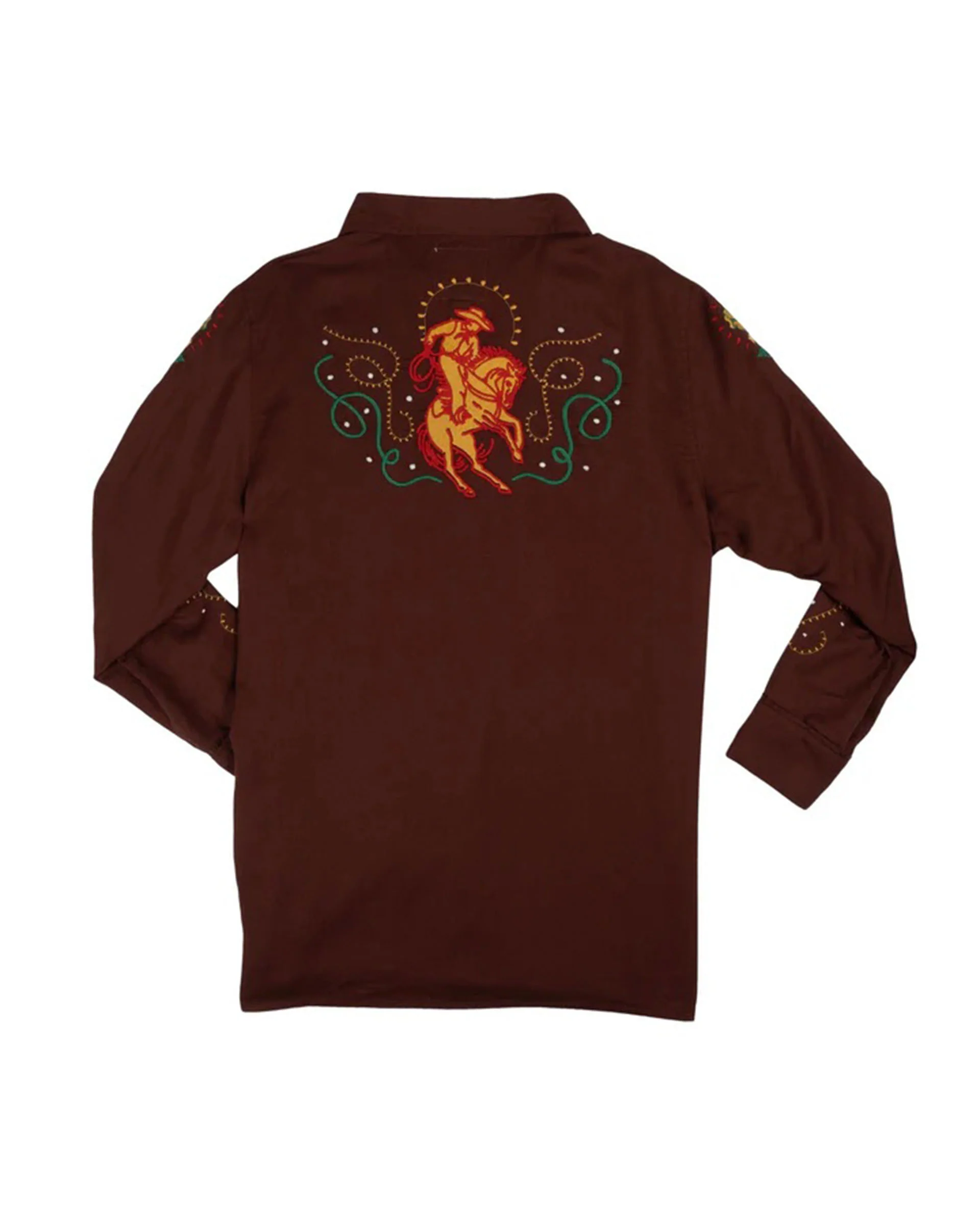 Show Pony Embroidered Western Pearl Snap L/S Shirt - Electric Brown - Image 5