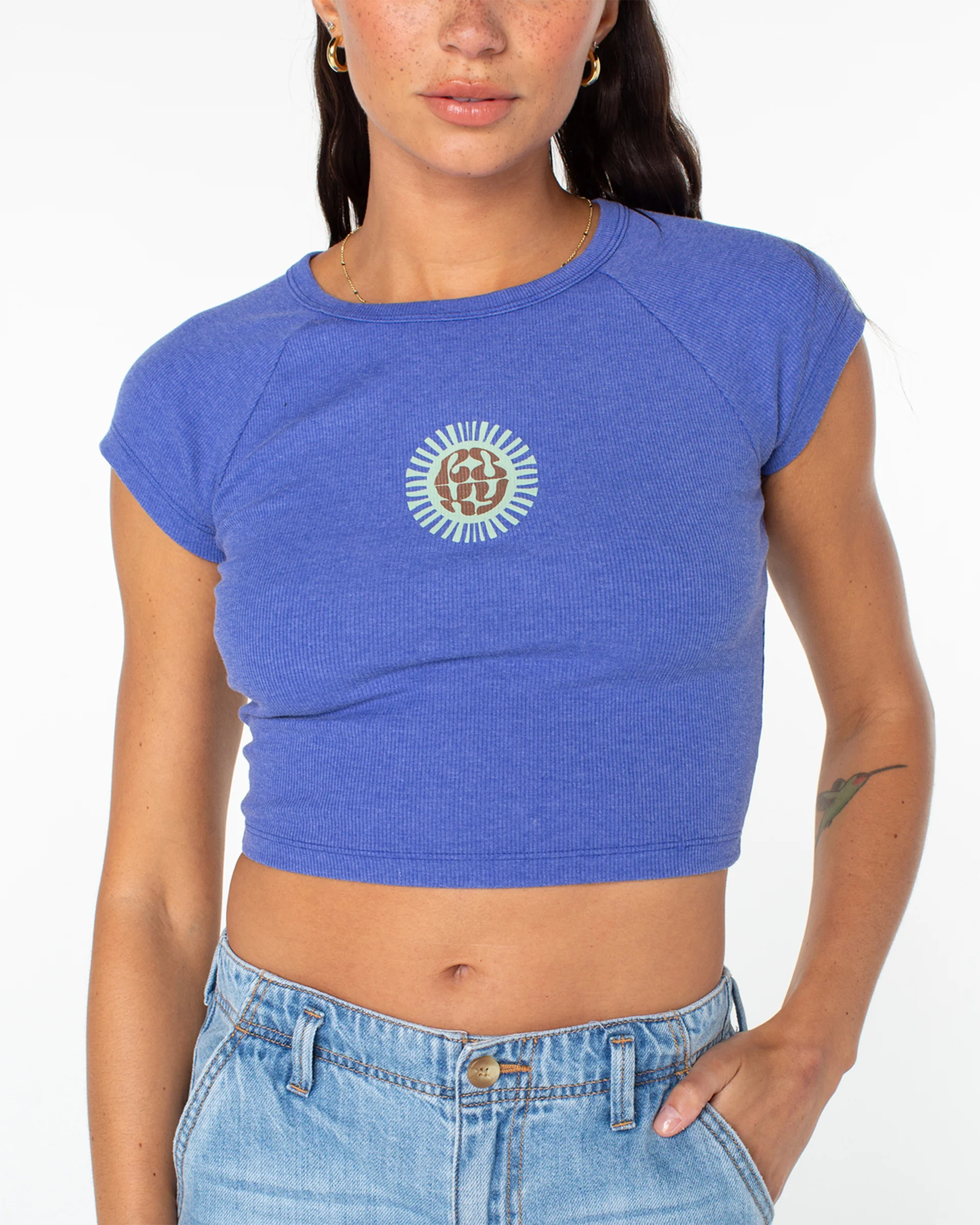 Slow Dive Cropped Tee - Mazzarine Blue Slow Dive - Image 3