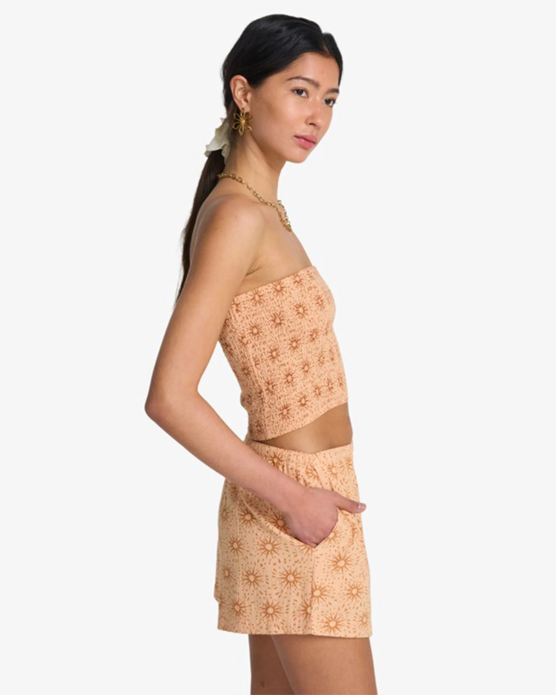 Sun Fade Printed Shorts - Light Peach - Image 4