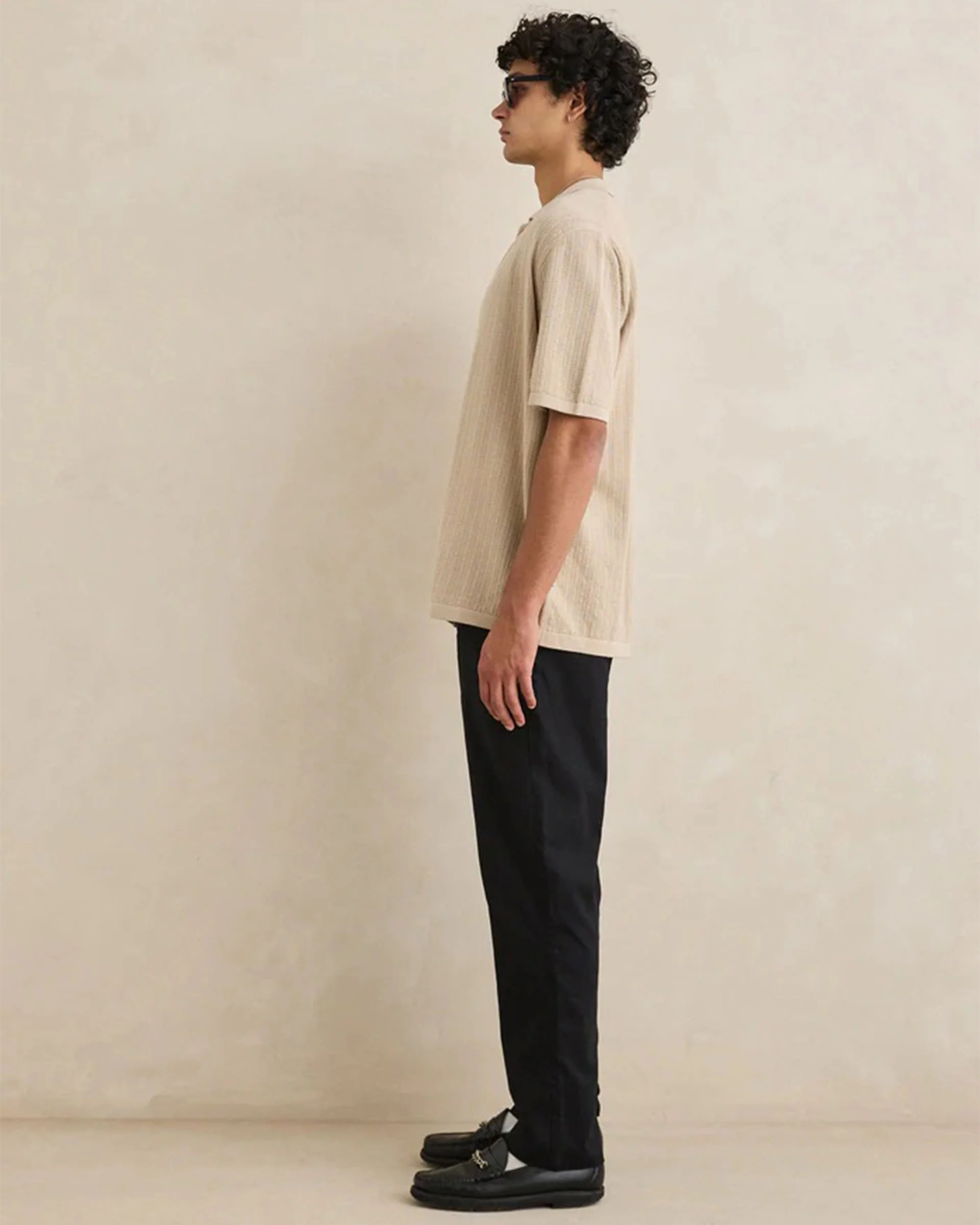 Textured Knit S/S Shirt - Stone - Image 5