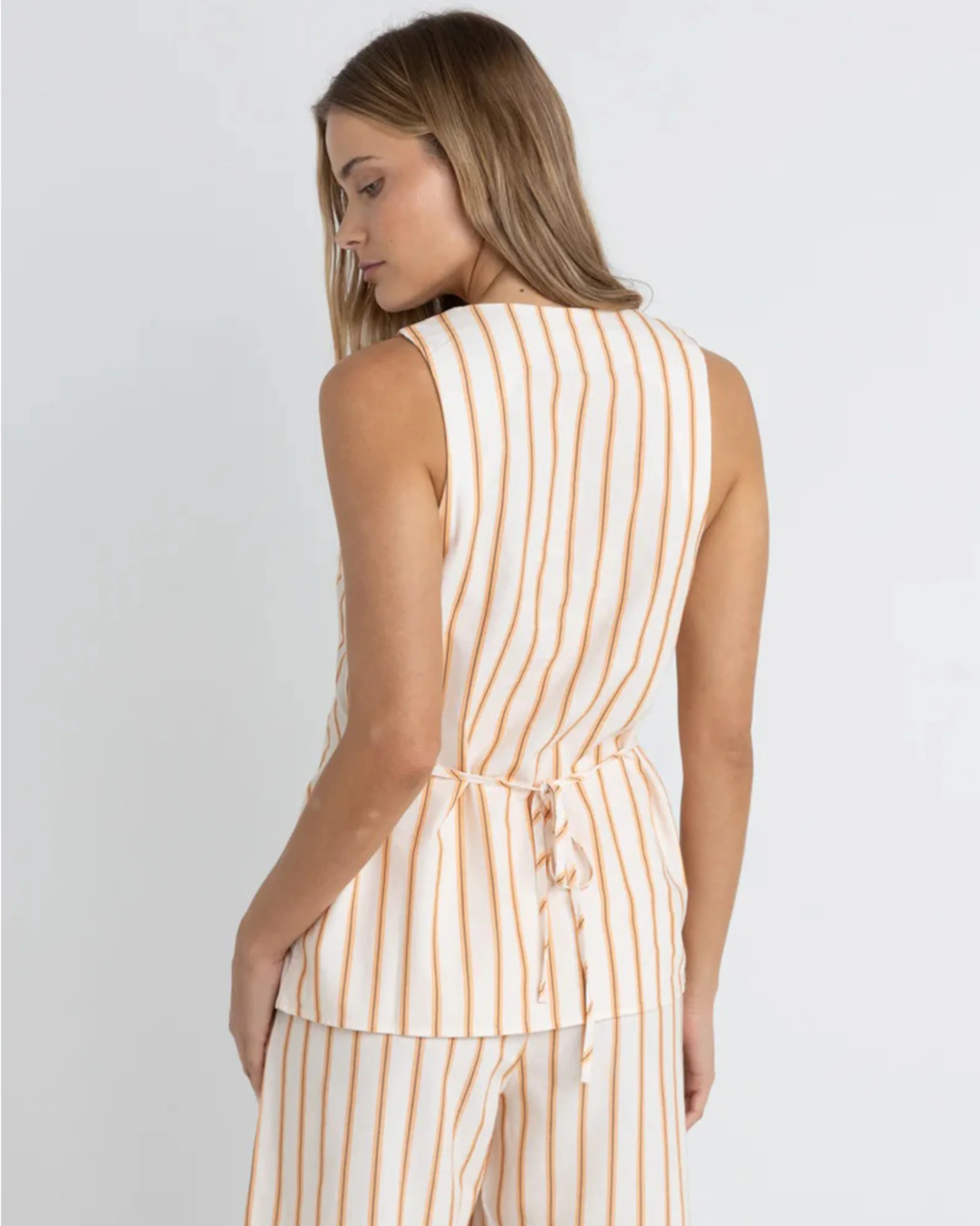 Tide Stripe Long Vest - Natural - Image 3