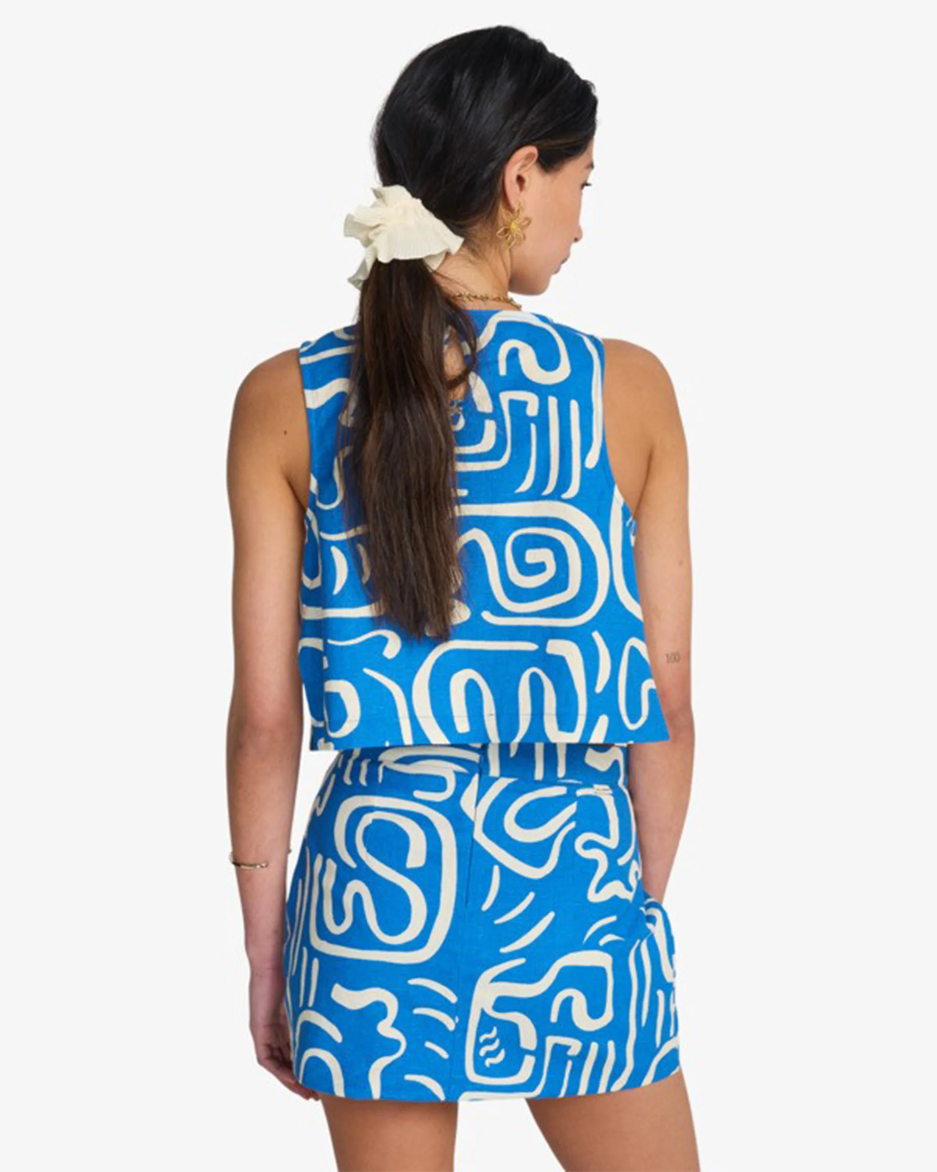 Wave Washed Printed Skirt - True Blue - Image 4