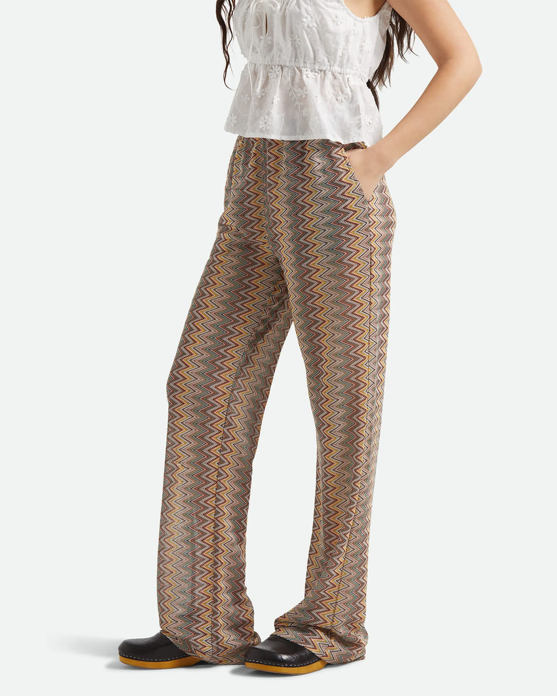 Women's The Cabana Mesh Lounge Pant - Multi Color Zigzag - Image 3