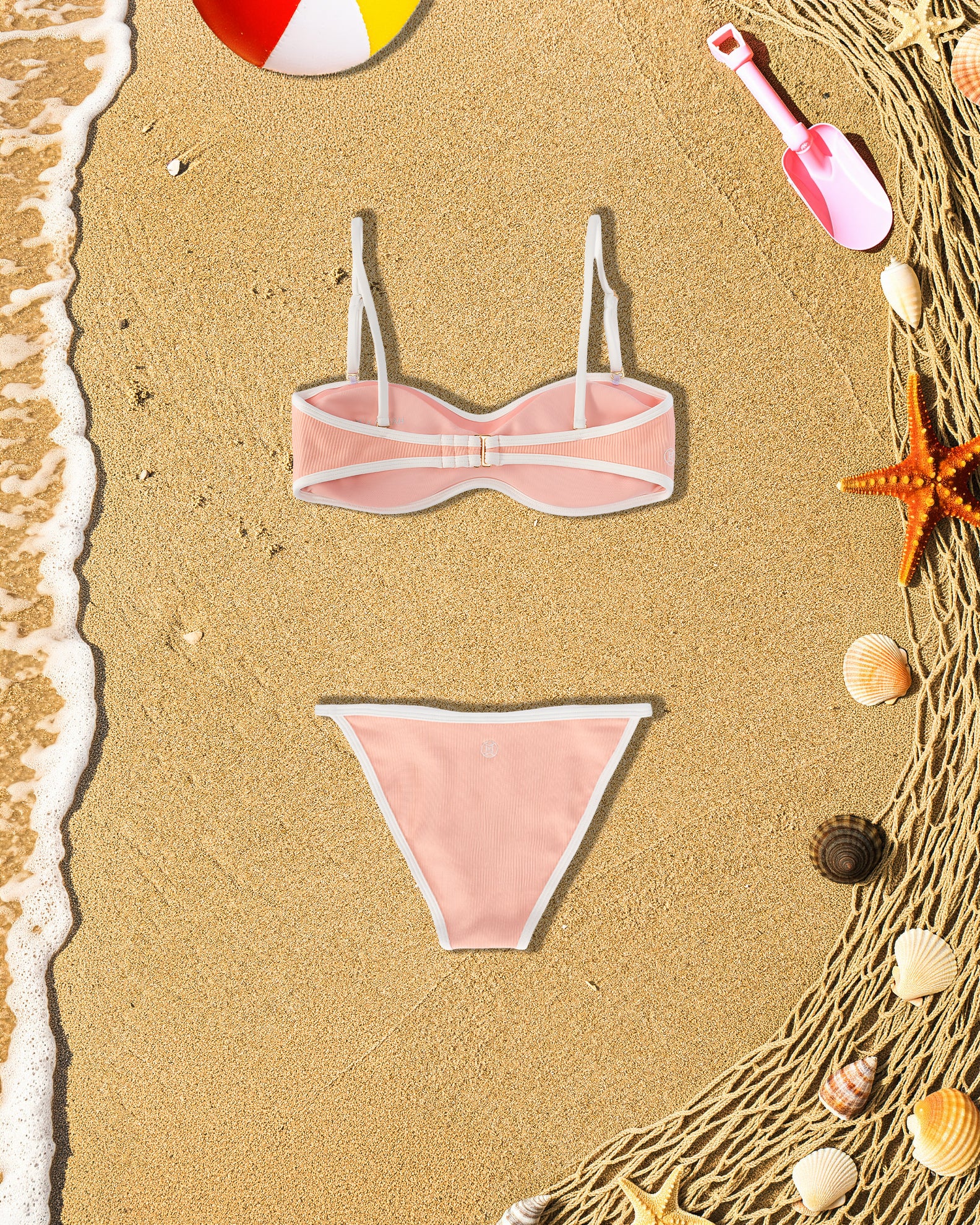 Youth Sydney Ribbed Swim Set - Soft Coral/Cloud - Image 5